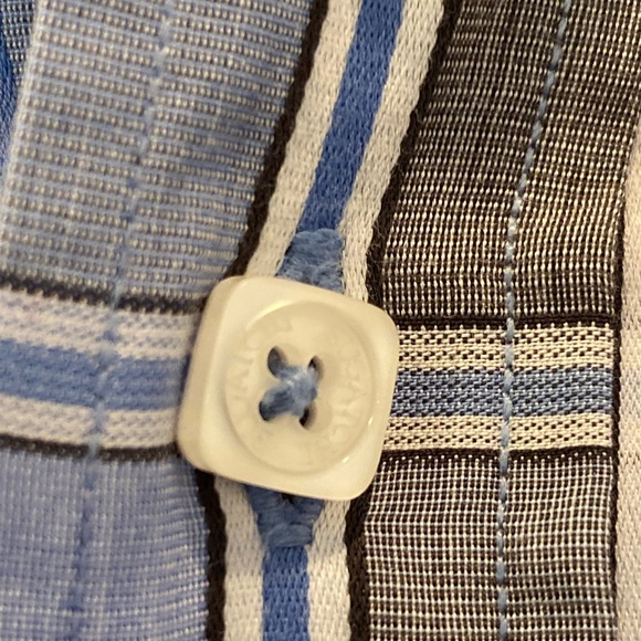 Bugatchi Mens Blue Gray Plaid w Gray Cuffs & Inside Collar / Size S / Fitted - Picture 5 of 13